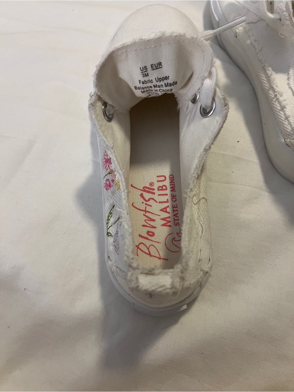 Blowfish White Canvas Sneakers with Pink & Green Floral Embroidery - Picture 8 of 8